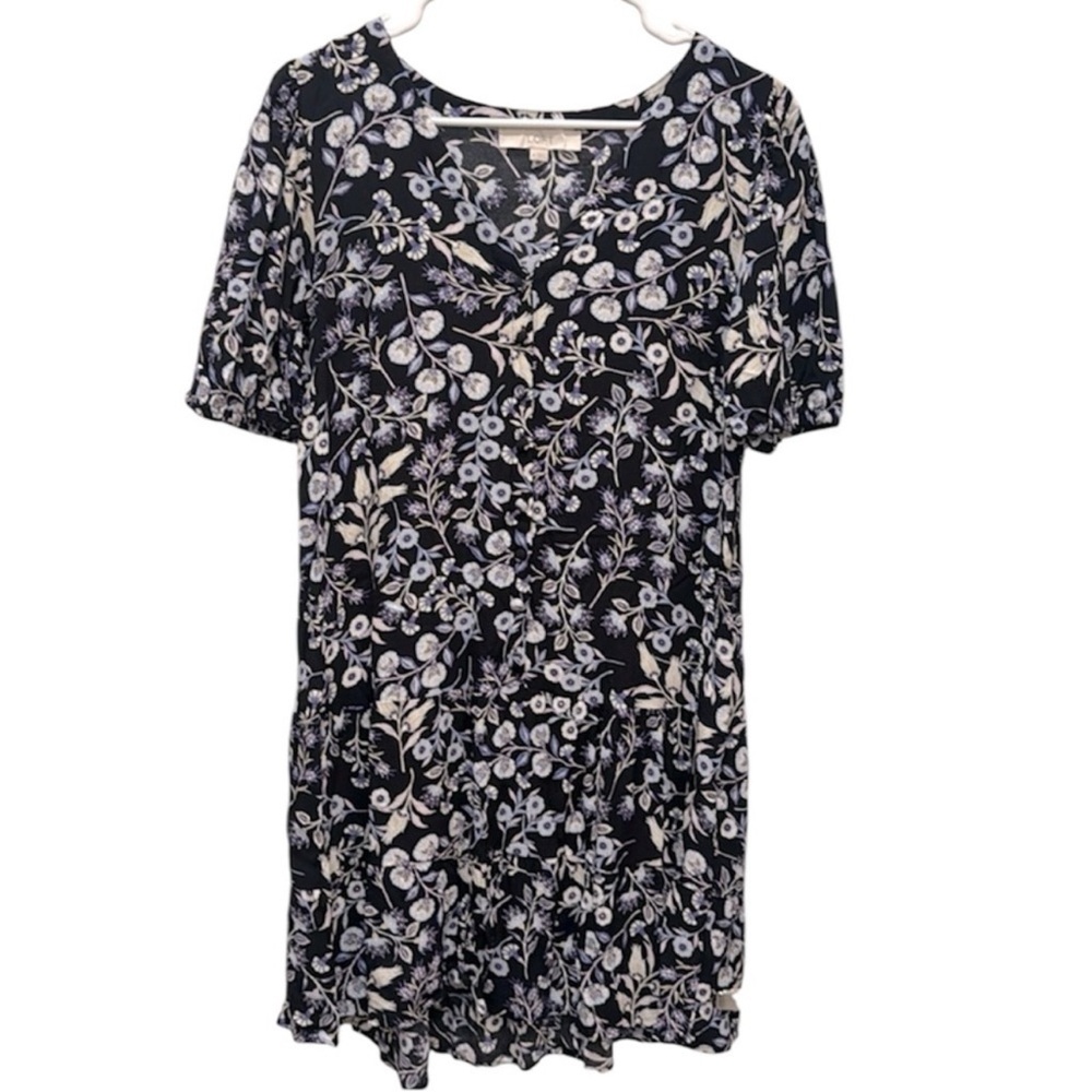 LOFT Blue Floral V-Neck Sundress Women’s Medium
